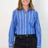 CAMISA RAYADA CLASICA POPLIN MUJER FRANCIA/BLANCO