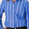 CAMISA RAYADA CLASICA POPLIN MUJER FRANCIA/BLANCO