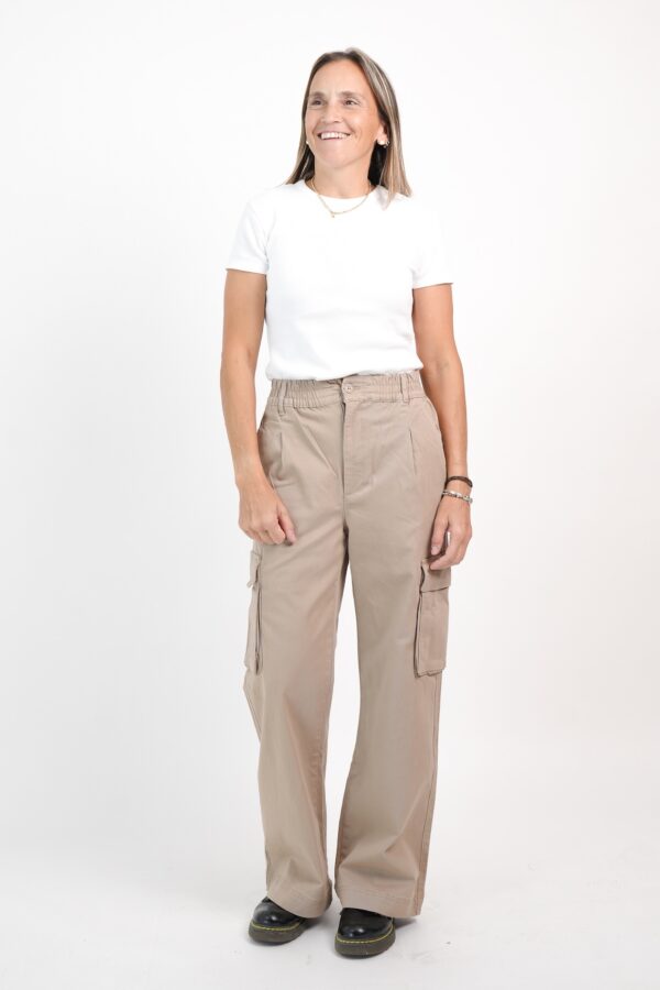 PANTALON CARGO WIDE LEG MUJER HABANO