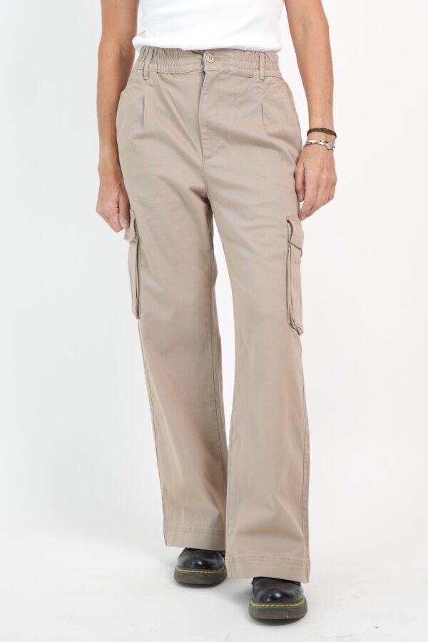 PANTALON CARGO WIDE LEG MUJER HABANO