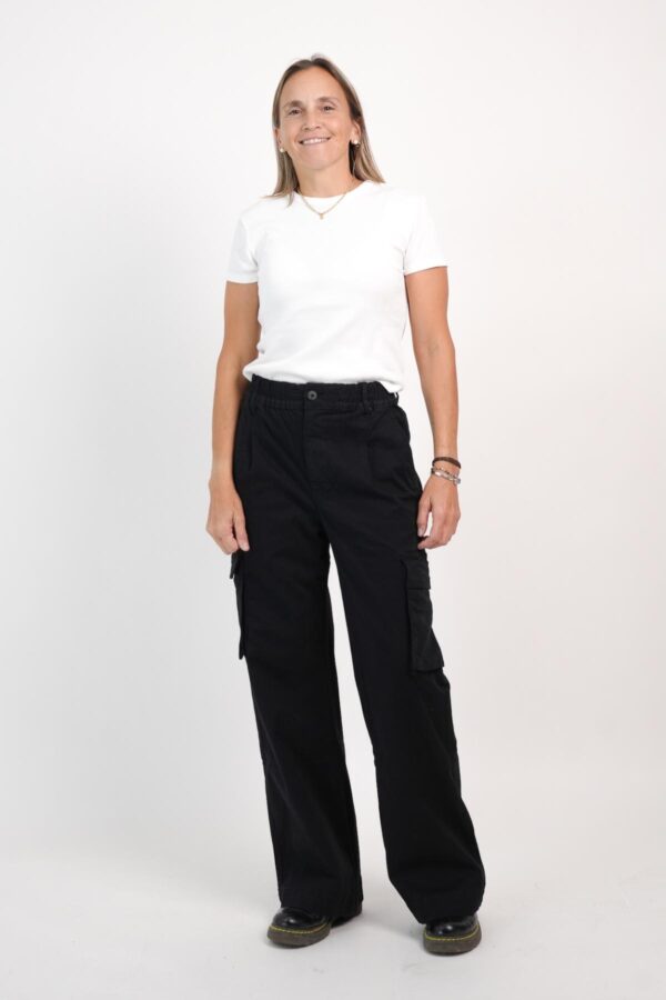 PANTALON CARGO WIDE LEG MUJER HABANO