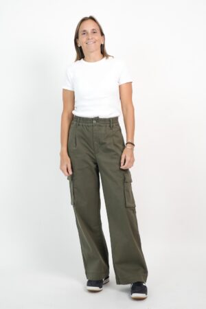 PANTALON CARGO WIDE LEG MUJER HABANO