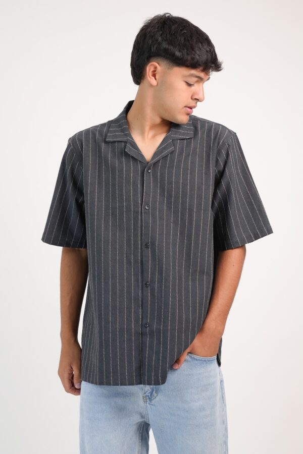 CAMISA LINO MANGA CORTA RAYADA