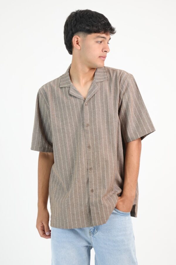 CAMISA LINO MANGA CORTA RAYADA