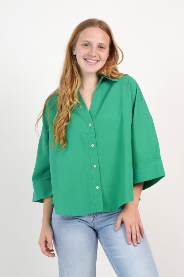 CAMISA LINO MANGA TRES CUARTOS