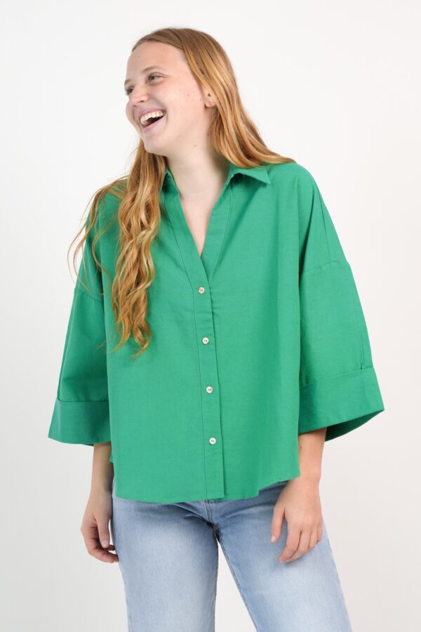 CAMISA LINO MANGA TRES CUARTOS